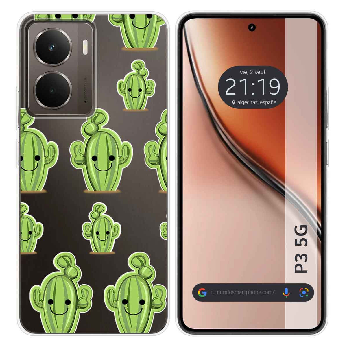 Funda Silicona Transparente para Realme P3 5G diseño Cactus Dibujos