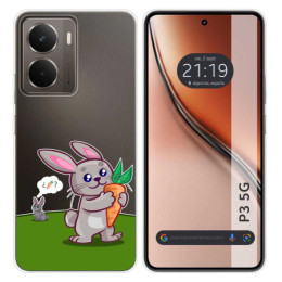 Funda Silicona Transparente para Realme P3 5G diseño Conejo Dibujos