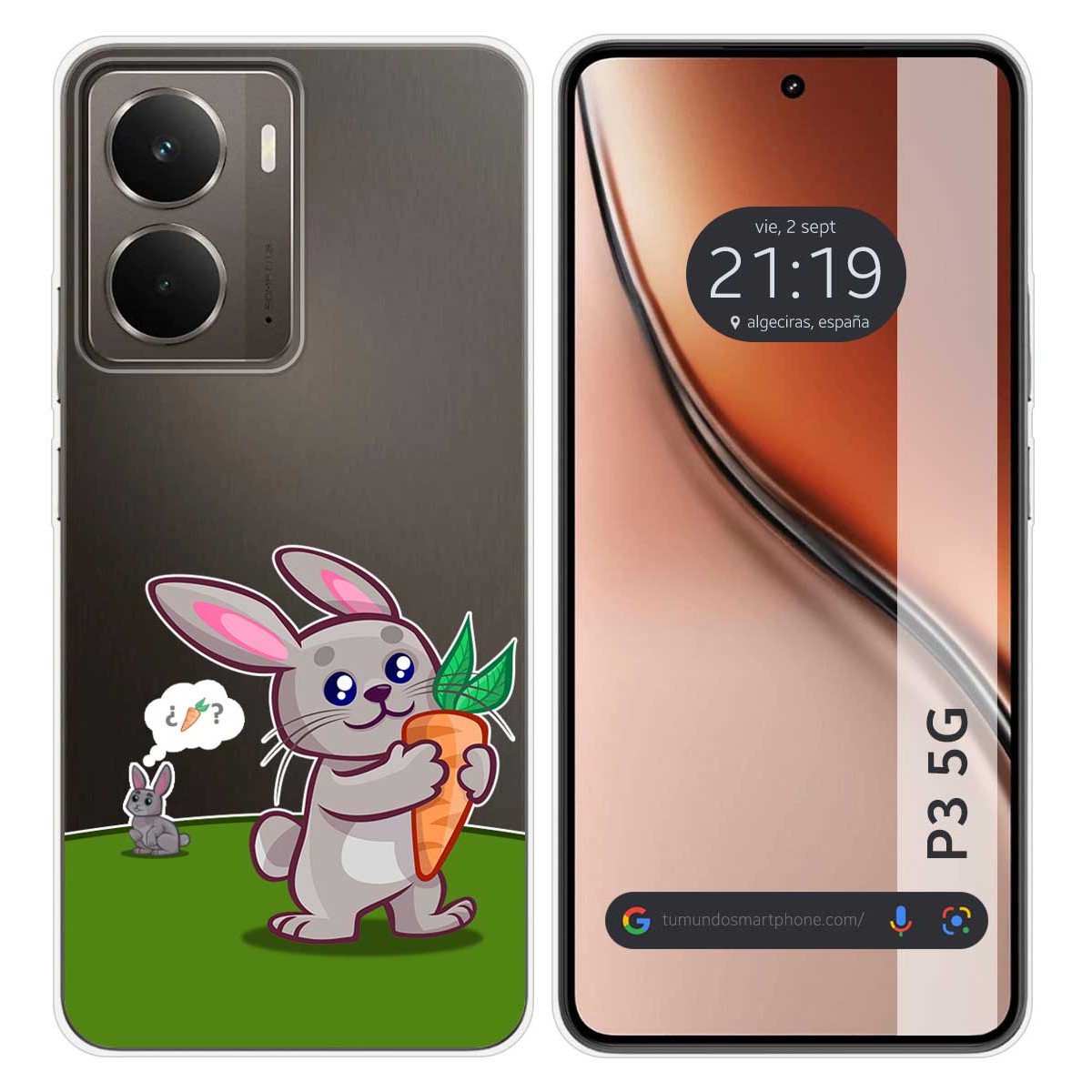 Funda Silicona Transparente para Realme P3 5G diseño Conejo Dibujos