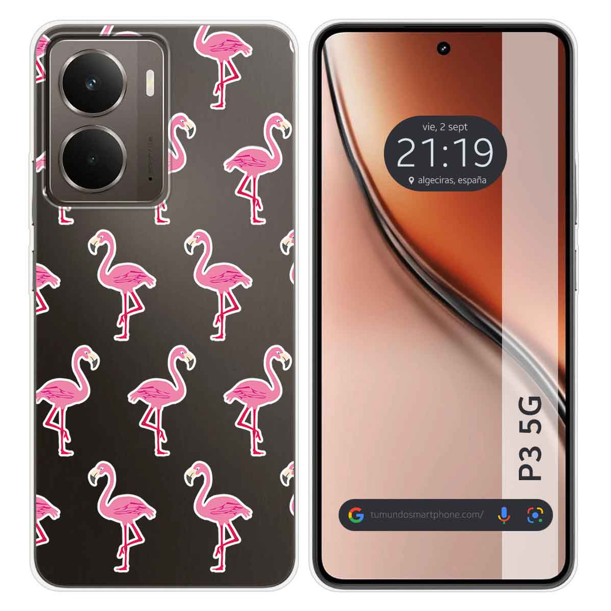 Funda Silicona Transparente para Realme P3 5G diseño Flamenco Dibujos