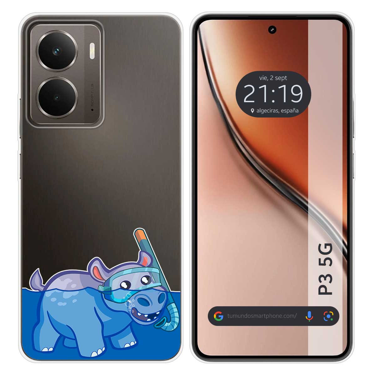 Funda Silicona Transparente para Realme P3 5G diseño Hipo Dibujos