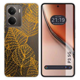 Funda Silicona Transparente para Realme P3 5G diseño Hojas Dibujos