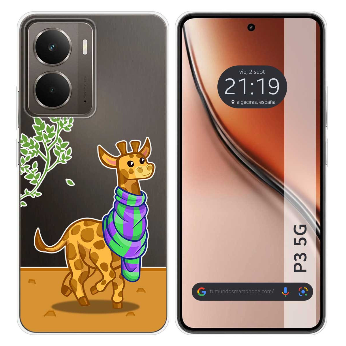 Funda Silicona Transparente para Realme P3 5G diseño Jirafa Dibujos