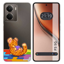 Funda Silicona Transparente para Realme P3 5G diseño Leopardo Dibujos