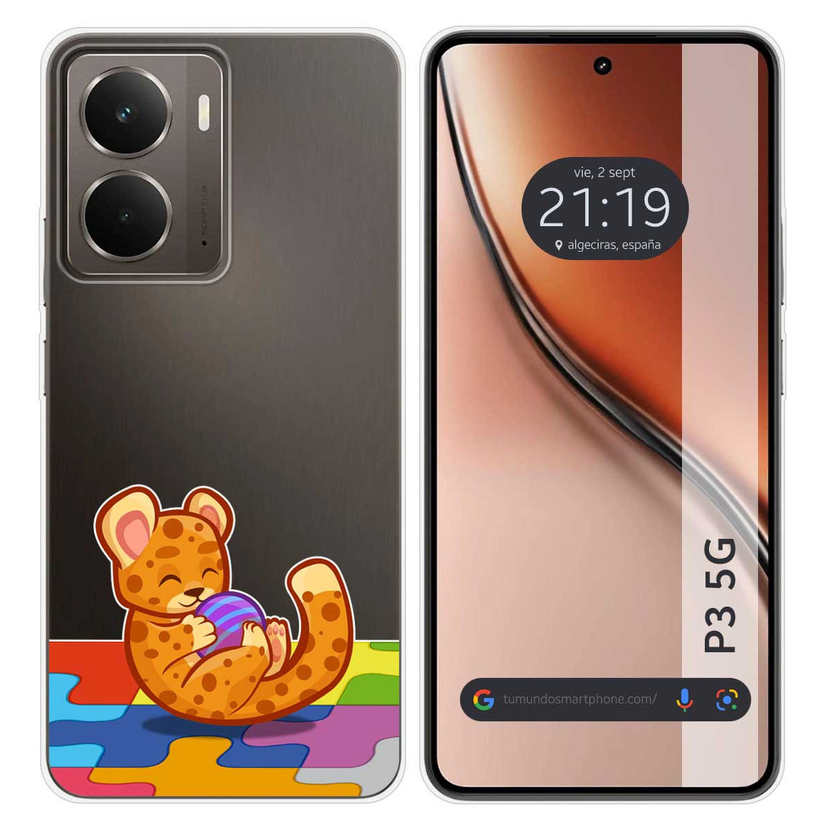 Funda Silicona Transparente para Realme P3 5G diseño Leopardo Dibujos