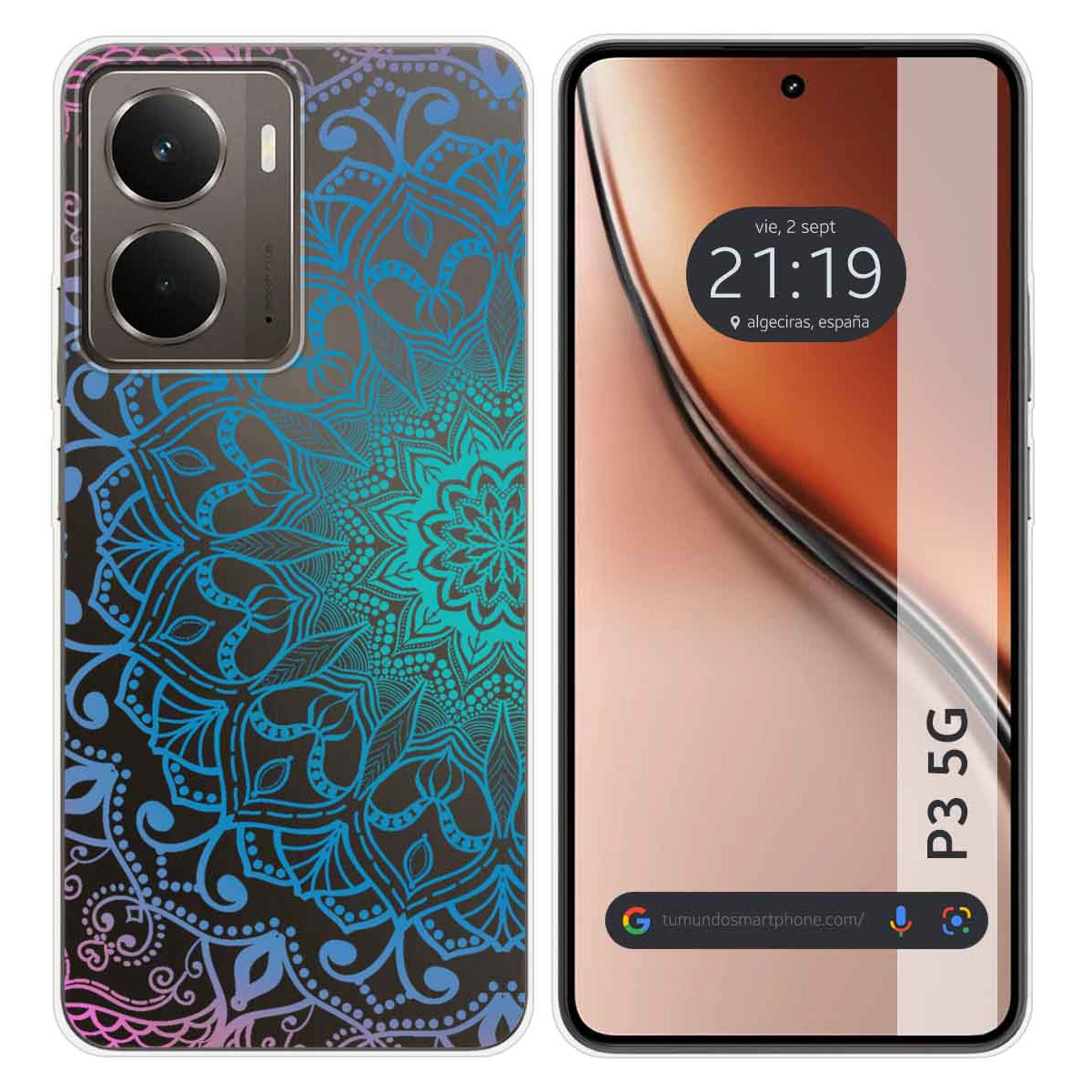 Funda Silicona Transparente para Realme P3 5G diseño Mandala Dibujos