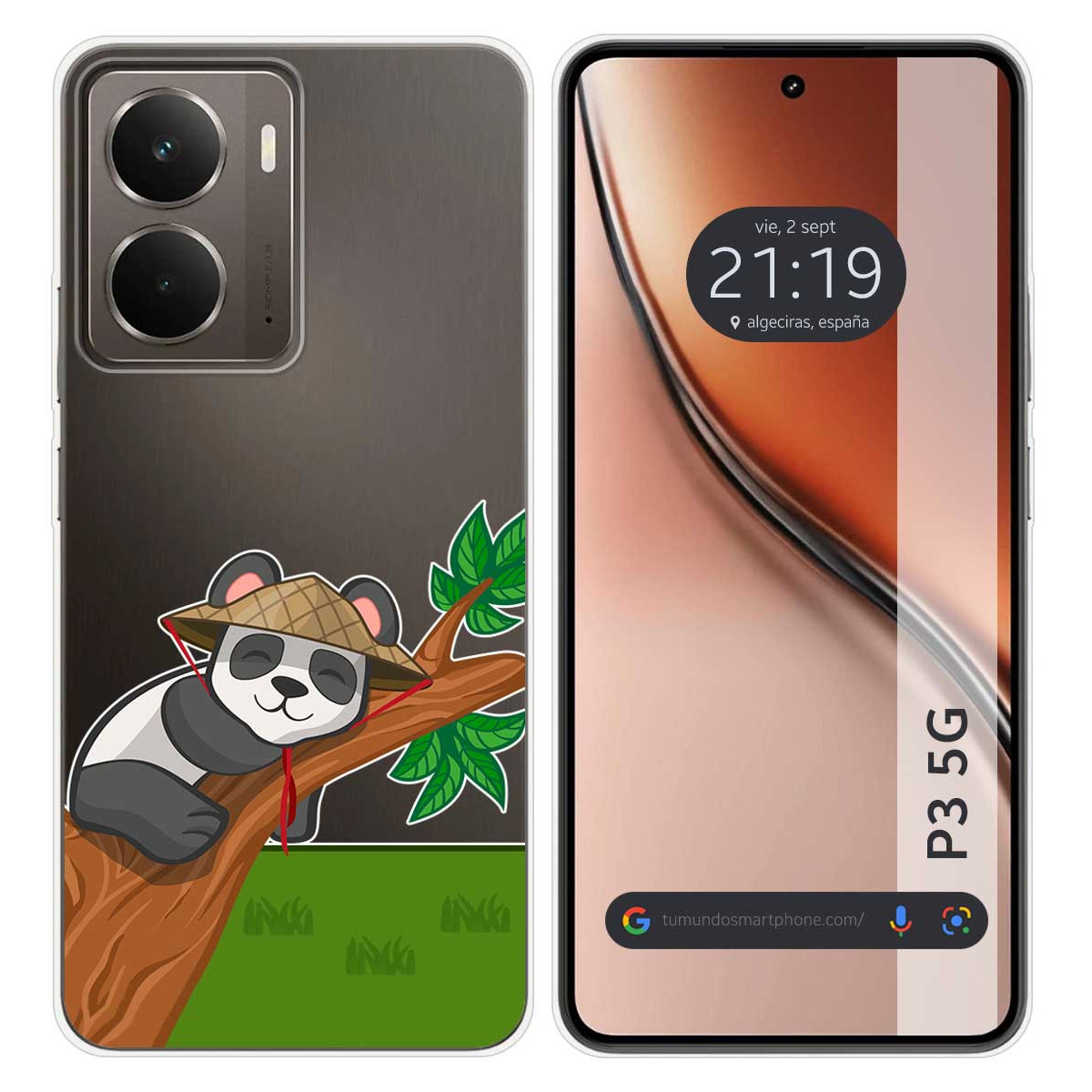 Funda Silicona Transparente para Realme P3 5G diseño Panda Dibujos