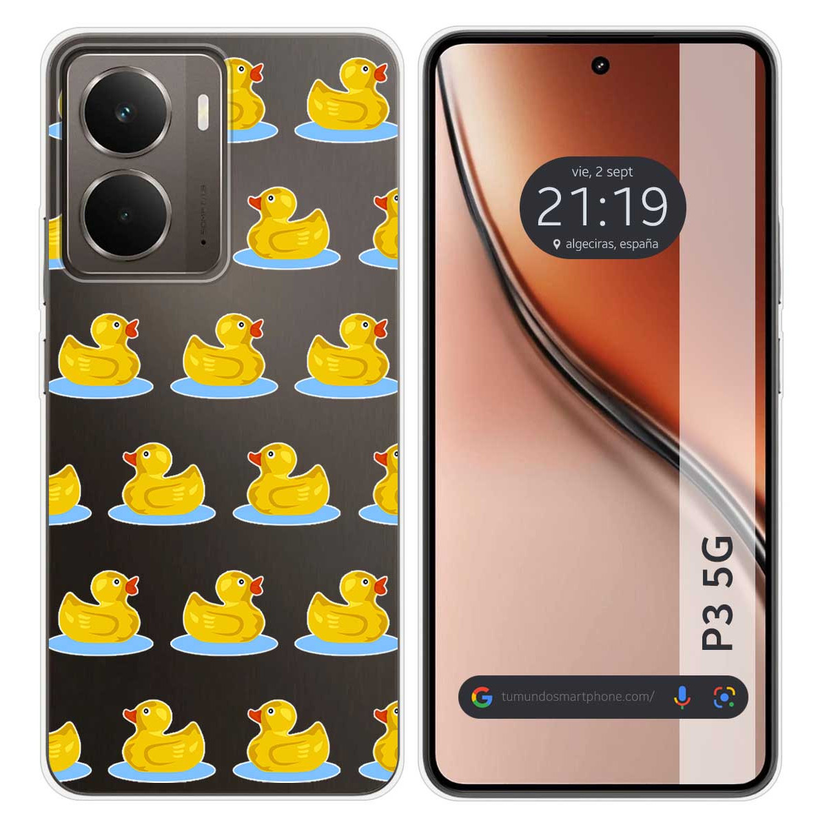 Funda Silicona Transparente para Realme P3 5G diseño Pato Dibujos