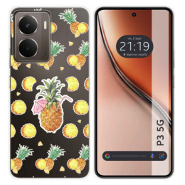 Funda Silicona Transparente para Realme P3 5G diseño Piña Dibujos