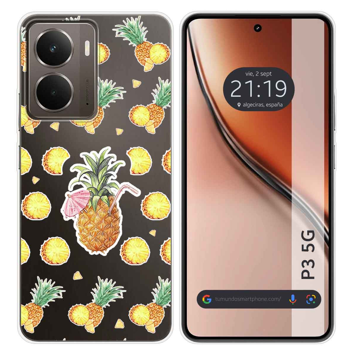 Funda Silicona Transparente para Realme P3 5G diseño Piña Dibujos