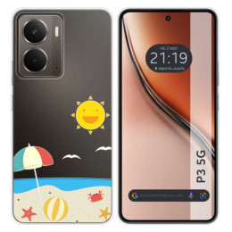 Funda Silicona Transparente para Realme P3 5G diseño Playa Dibujos