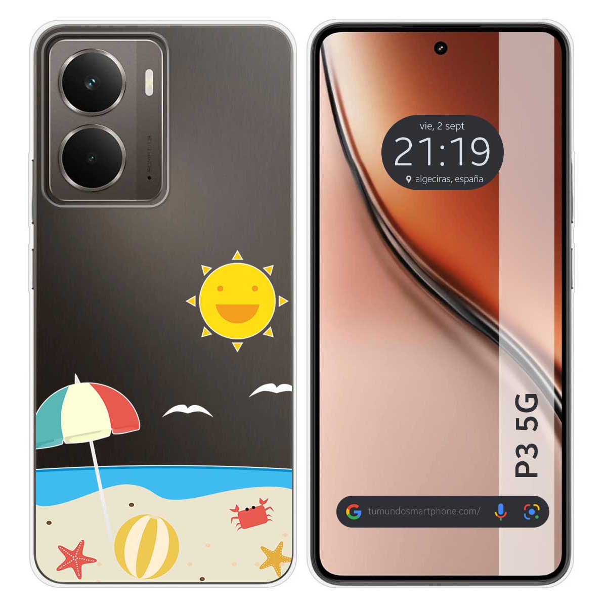 Funda Silicona Transparente para Realme P3 5G diseño Playa Dibujos