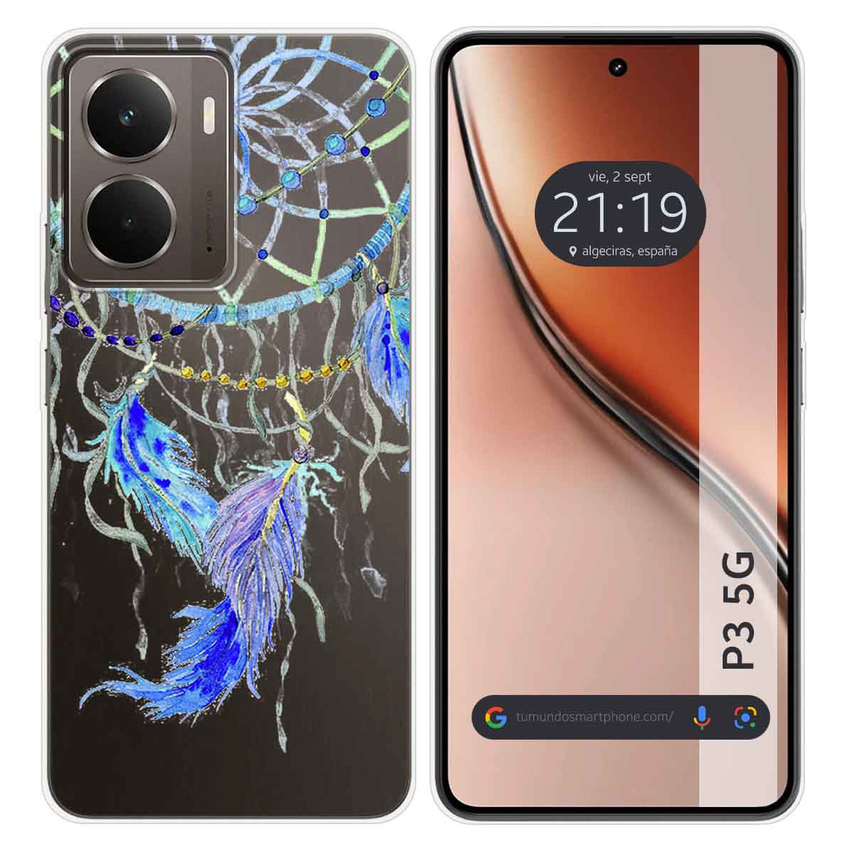 Funda Silicona Transparente para Realme P3 5G diseño Plumas Dibujos