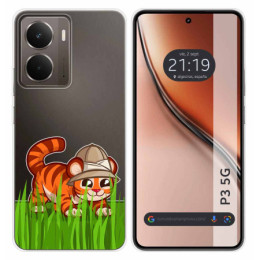 Funda Silicona Transparente para Realme P3 5G diseño Tigre Dibujos