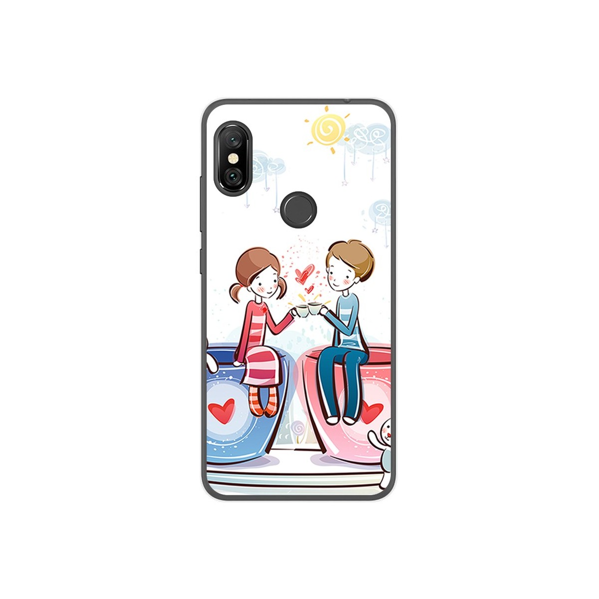Funda Gel Tpu para Xiaomi Redmi Note 6 Pro Diseño Cafe Dibujos