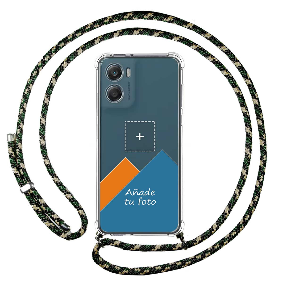 Personaliza tu Funda Colgante Transparente para Motorola Moto G06 / G06 Power 4G con Cordon Verde / Dorado Dibujo Personalizada