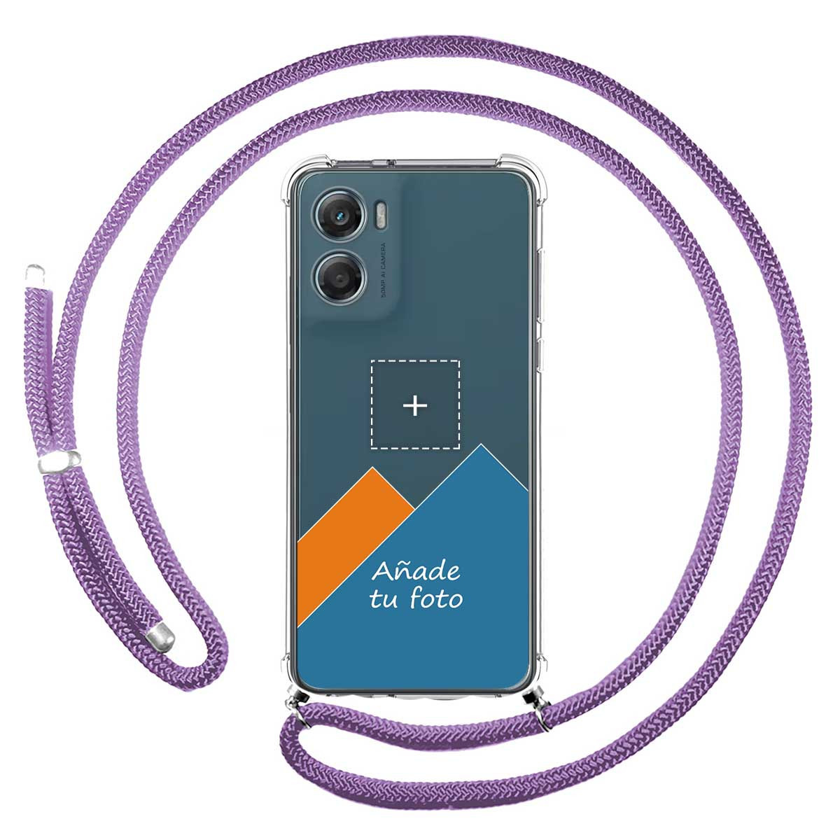 Personaliza tu Funda Colgante Transparente para Motorola Moto G06 / G06 Power 4G con Cordon Morado Dibujo Personalizada