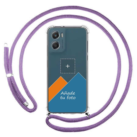 Personaliza tu Funda Colgante Transparente para Motorola Moto G06 / G06 Power 4G con Cordon Morado Dibujo Personalizada