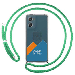 Personaliza tu Funda Colgante Transparente para Motorola Moto G06 / G06 Power 4G con Cordon Verde Agua Dibujo Personalizada