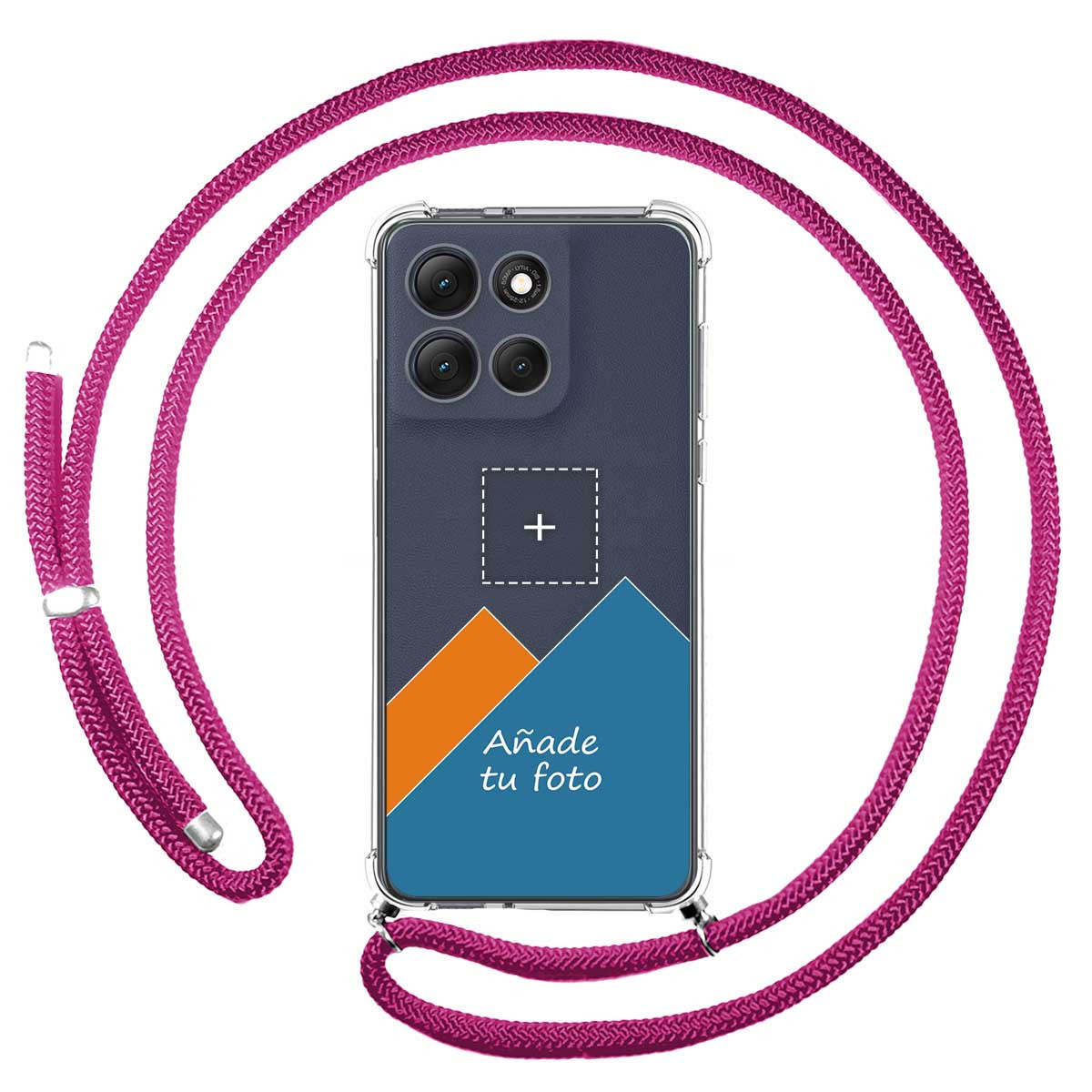 Personaliza tu Funda Colgante Transparente para Motorola Moto G56 5G con Cordon Rosa Fucsia Dibujo Personalizada