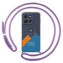 Personaliza tu Funda Colgante Transparente para Motorola Moto G56 5G con Cordon Morado Dibujo Personalizada
