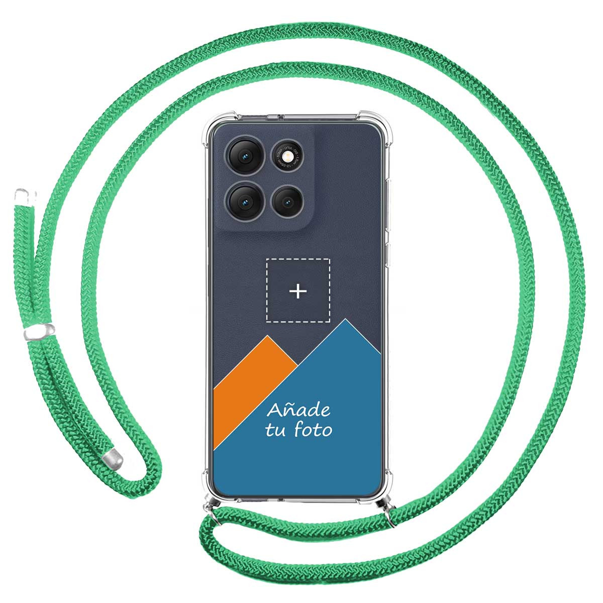 Personaliza tu Funda Colgante Transparente para Motorola Moto G56 5G con Cordon Verde Agua Dibujo Personalizada