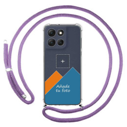 Personaliza tu Funda Colgante Transparente para Motorola G86 / G86 Power 5G con Cordon Morado Dibujo Personalizada