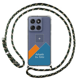 Personaliza tu Funda Colgante Transparente para Motorola Edge 60 / 60 Fusion 5G con Cordon Verde / Dorado Dibujo Personalizada