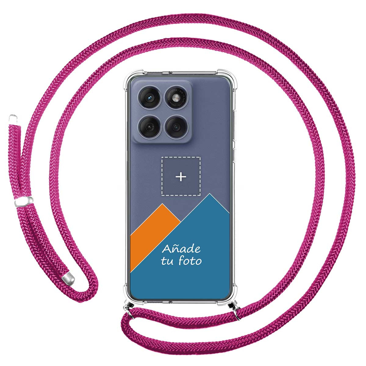 Personaliza tu Funda Colgante Transparente para Motorola Edge 60 / 60 Fusion 5G con Cordon Rosa Fucsia Dibujo Personalizada