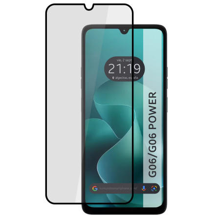 Protector Cristal Templado Completo 5D Full Glue Negro para Motorola Moto G06 / G06 Power 4G Vidrio