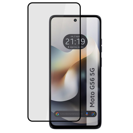 Protector Cristal Templado Completo 5D Full Glue Negro para Motorola Moto G56 5G Vidrio