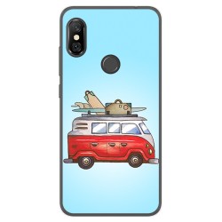 Funda Gel Tpu para Xiaomi Redmi Note 6 Pro Diseño Furgoneta Dibujos