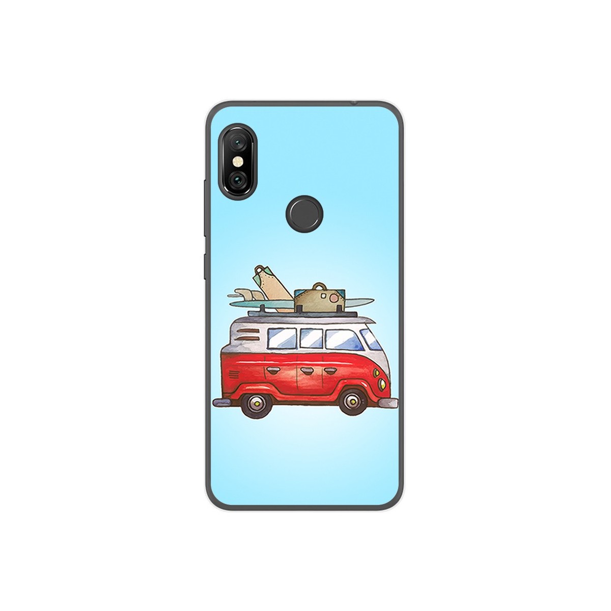Funda Gel Tpu para Xiaomi Redmi Note 6 Pro Diseño Furgoneta Dibujos