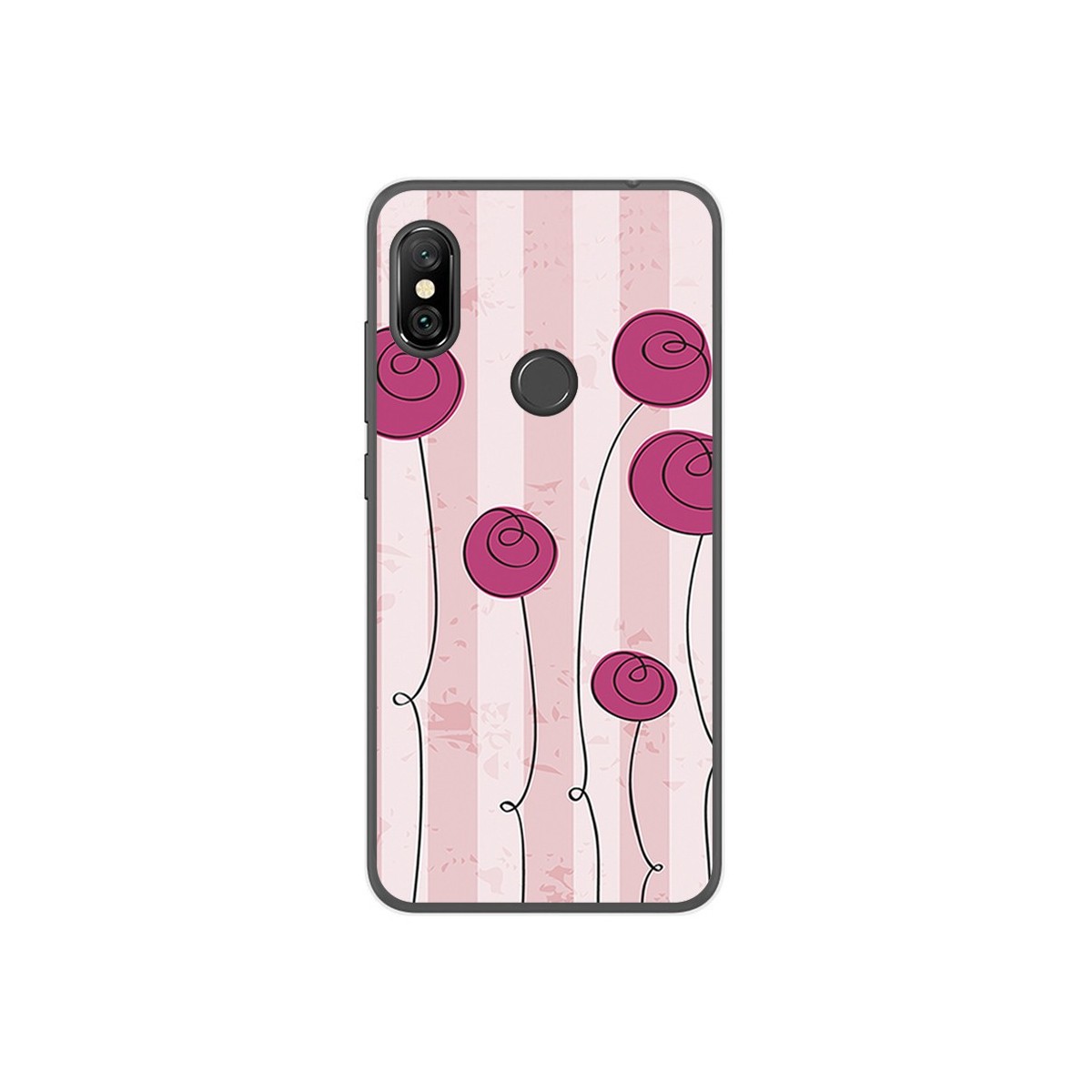 Funda Gel Tpu para Xiaomi Redmi Note 6 Pro Diseño Flores Vintage Dibujos
