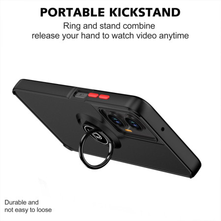 Funda Mate con Borde Negro y Anillo Giratorio 360 para Motorola Moto G06 / G06 Power 4G