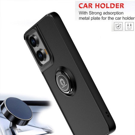 Funda Mate con Borde Negro y Anillo Giratorio 360 para Motorola Moto G06 / G06 Power 4G