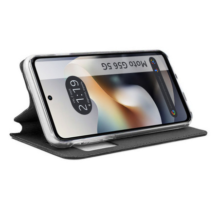 Funda Libro Soporte con Ventana para Motorola Moto G56 5G color Negra