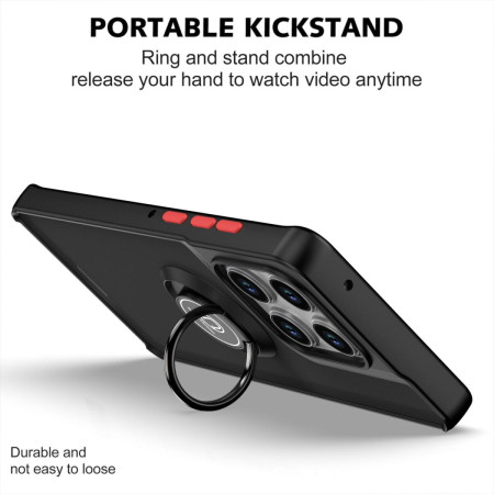 Funda Mate con Borde Negro y Anillo Giratorio 360 para Motorola Moto G56 5G