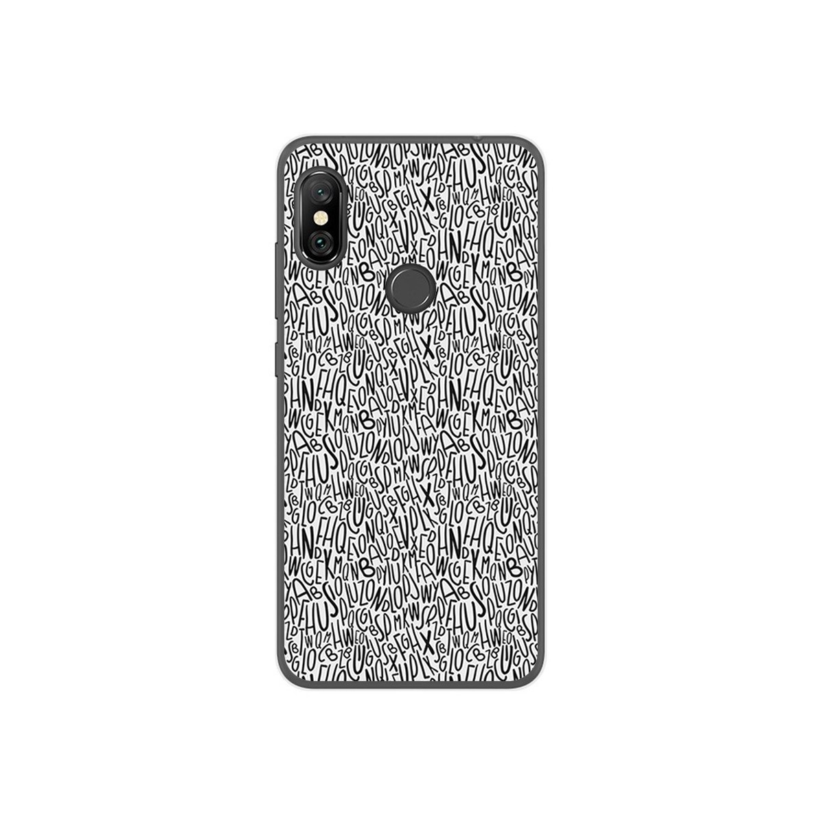 Funda Gel Tpu para Xiaomi Redmi Note 6 Pro Diseño Letras Dibujos