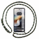 Funda Colgante Transparente para Motorola Moto G56 5G con Cordon Verde / Dorado