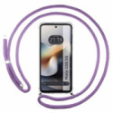 Funda Colgante Transparente para Motorola Moto G56 5G con Cordon Morado