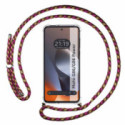 Funda Colgante Transparente para Motorola G86 / G86 Power 5G con Cordon Rosa / Dorado