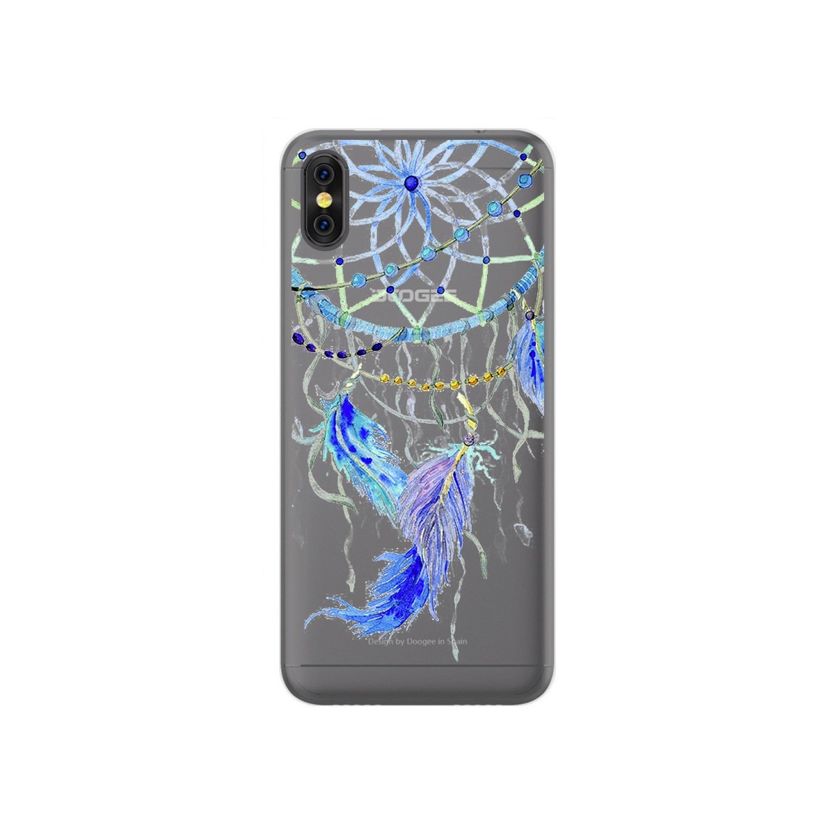 Funda Gel Transparente para Doogee X53 Diseño Plumas Dibujos
