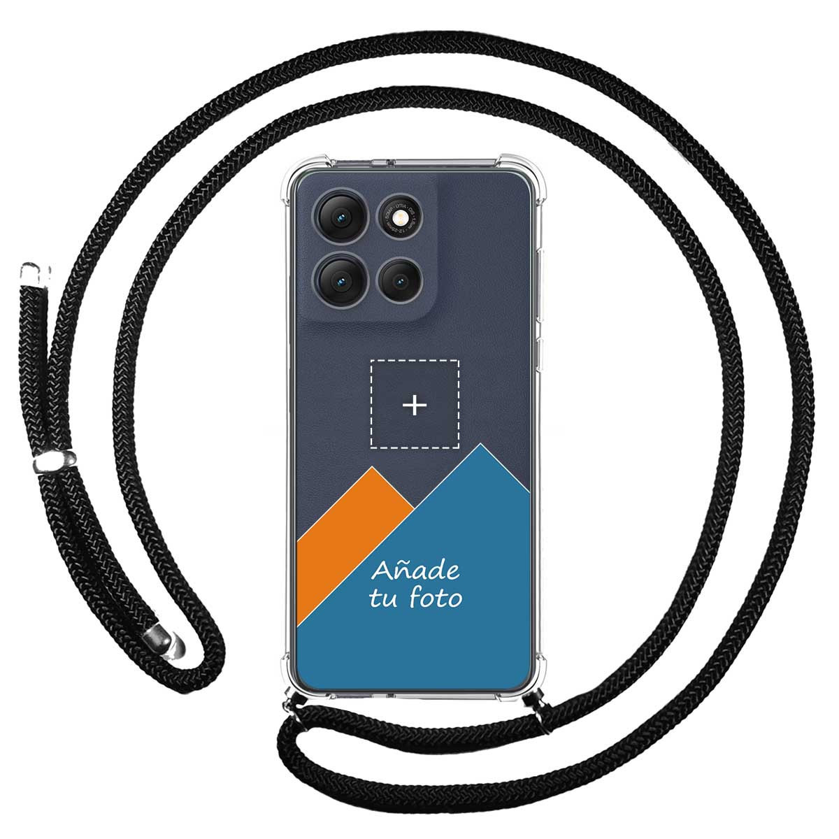 Personaliza tu Funda Colgante Transparente para Motorola G86 / G86 Power 5G con Cordon Negro Dibujo Personalizada