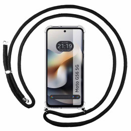 Funda Colgante Transparente para Motorola Moto G56 5G con Cordon Negro