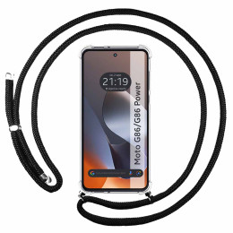Funda Colgante Transparente para Motorola G86 / G86 Power 5G con Cordon Negro