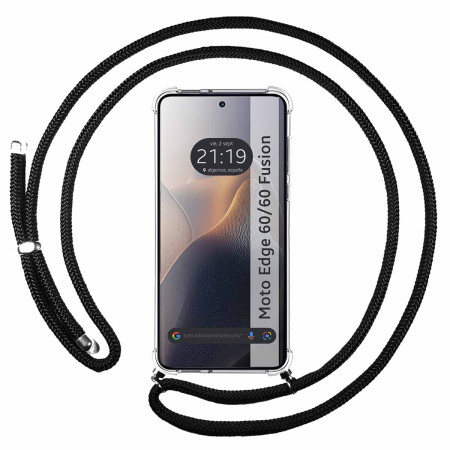 Funda Colgante Transparente para Motorola Edge 60 / 60 Fusion 5G con Cordon Negro