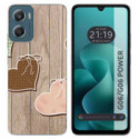 Funda Silicona para Motorola Moto G06 / G06 Power 4G diseño Corazones Madera Dibujos