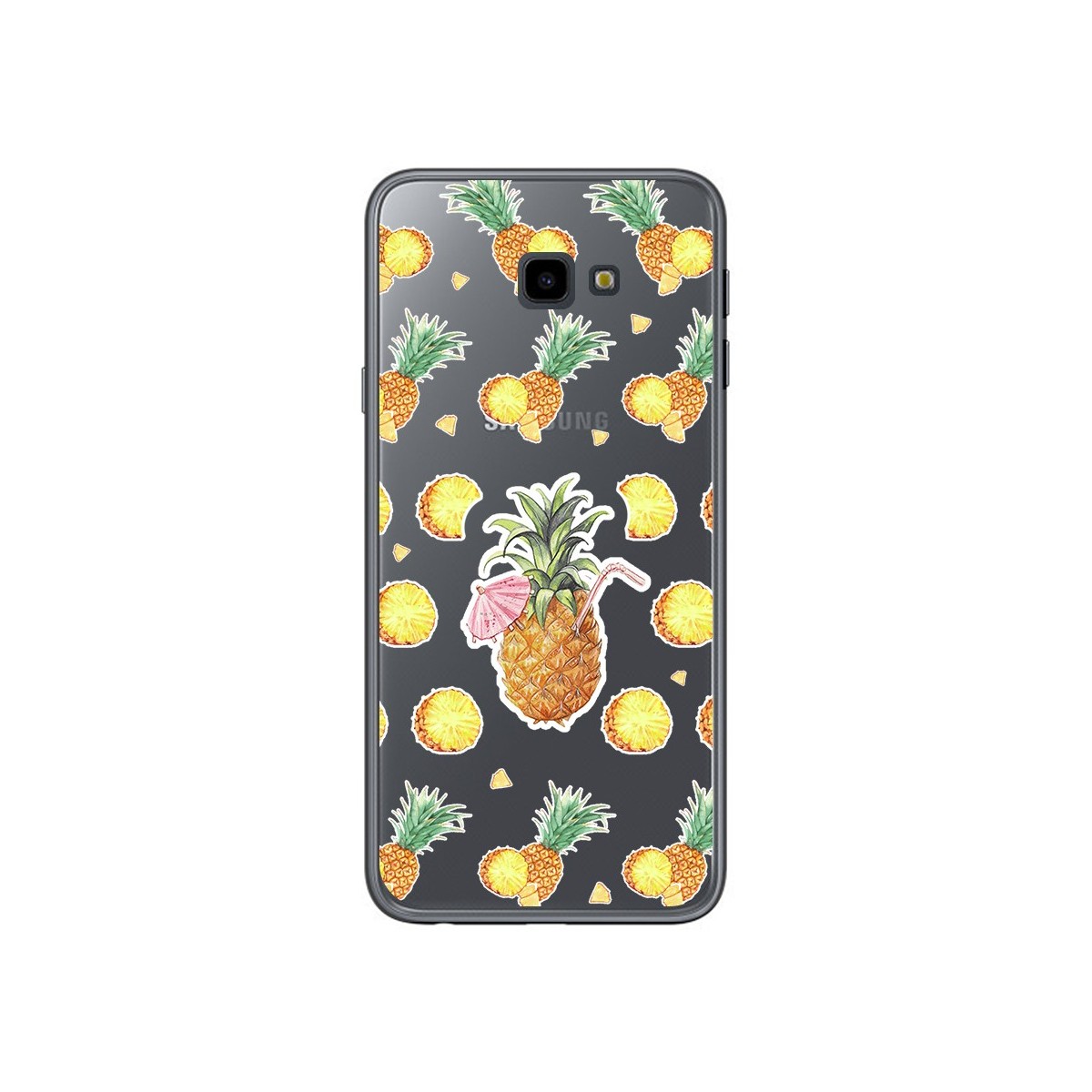 Funda Gel Transparente para Samsung Galaxy J4+ Plus Diseño Piña Dibujos