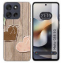 Funda Silicona para Motorola Moto G56 5G diseño Corazones Madera Dibujos